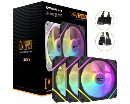 KIT 3 VENTILADORES AUXILIAR DM-12 120 PRO A-RGB NEGRO DARKFLASH (Espera 4 dias)-SX10 KIT 3 VENTILADORES AUXILIAR DM-12 120 PRO A-RGB NEGRO DARKFLASH (Espera 4 dias)